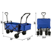 Load image into Gallery viewer, SucceBuy Folding Wagon Cart Adjustable Handle Bar Removable Canopy Oxford Cloth Collapsible Shopping Outdoor Camping Beach Cart - AMOCART
