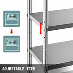 Amocart 4-Tier Stainless Steel Commercial Storage Rack Shelf for Kitchen Warehouse Garage Storing Kitchenware