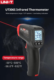 Bild in Galerie-Viewer laden, UNI-T Infrared Thermometer UT306S UT306C Non-contact Industrial Laser Digital Temperature Meter Temperature Gun Tester -50-500
