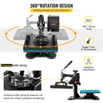 Amocart 12x10Inch Dual Digital Heat Press Machine 650W Swing Away 360 Degree Rotation Transfer Sublimation Printing for T-Shirt