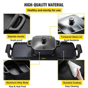 Load image into Gallery viewer, Amocart 2in1 Electric BBQ Pan Grill Hot Pot Multifunction Home Portable Smokeless Nonstick Detachable Hot Pot Barbecue Plate
