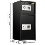 Amocart 33" Double Door Safe Deposit Box Secret Hidden Piggy Bank Steel Separate Storage Space Electronic Lock for Office Home