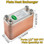 Load image into Gallery viewer, Amocart 30 40 60 Plates Heat Exchanger Wort Chiller Stainless Steel Homebrew Brewing Beer Cooler Counter Chiller Water Heating
