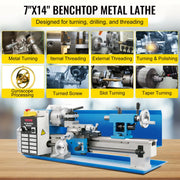 Load image into Gallery viewer, SucceBuy Mini Metal Lathe Machine 7"x 14" 550W 180 x 350mm Variable Speed with 3 Jaw Chuck for Metalworking Turning Drilling - AMOCART

