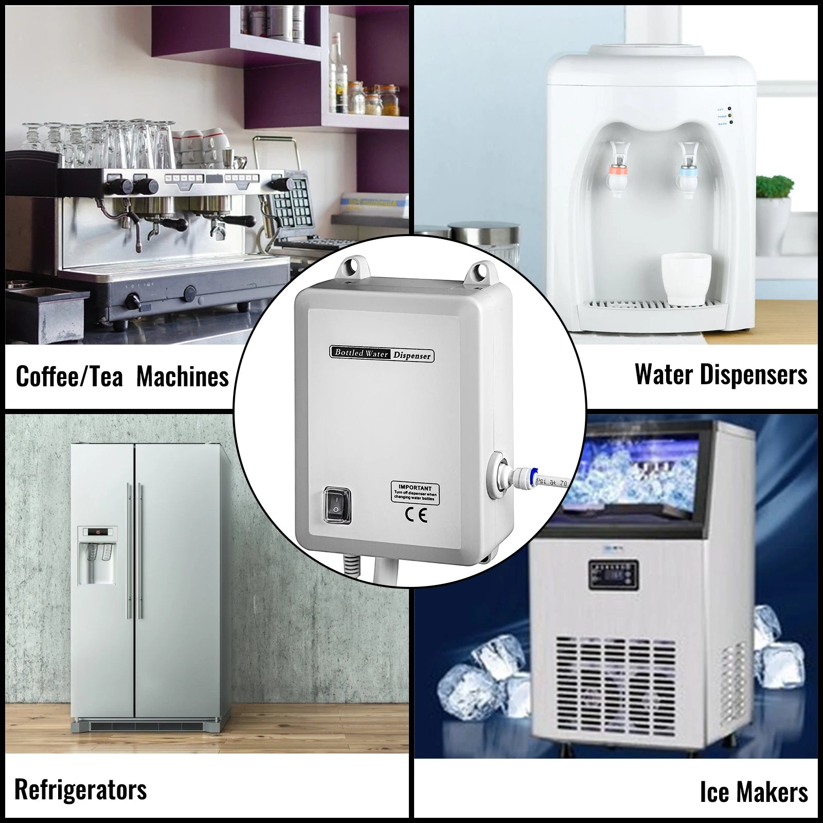 SucceBuy Bottled Water Dispensing Pump w/PE Pipe 1 Gal/MIN 40 PSI for Coffee Tea Machine Water Dispenser Refrigerator Ice Maker