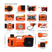 Load image into Gallery viewer, 12V 5Ton Car Electric Hydraulic Floor Jack, Tire Inflator Pump and LED Flashlight 3 in 1 Set With Safe Hammer QZ002
