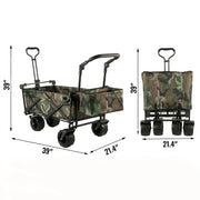 Load image into Gallery viewer, SucceBuy Folding Wagon Cart Adjustable Handle Bar Removable Canopy Oxford Cloth Collapsible Shopping Outdoor Camping Beach Cart - AMOCART
