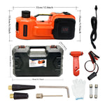 12V 5Ton Car Electric Hydraulic Floor Jack, Tire Inflator Pump and LED Flashlight 3 in 1 Set With Safe Hammer QZ002