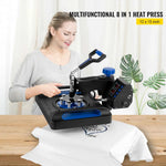 Amocart 5/8in1 15x15"/12x15"Dual-tube Heating Insulation Cotton Heat Press Sublimation Machine 360°Swing Design for Tshirts Etc