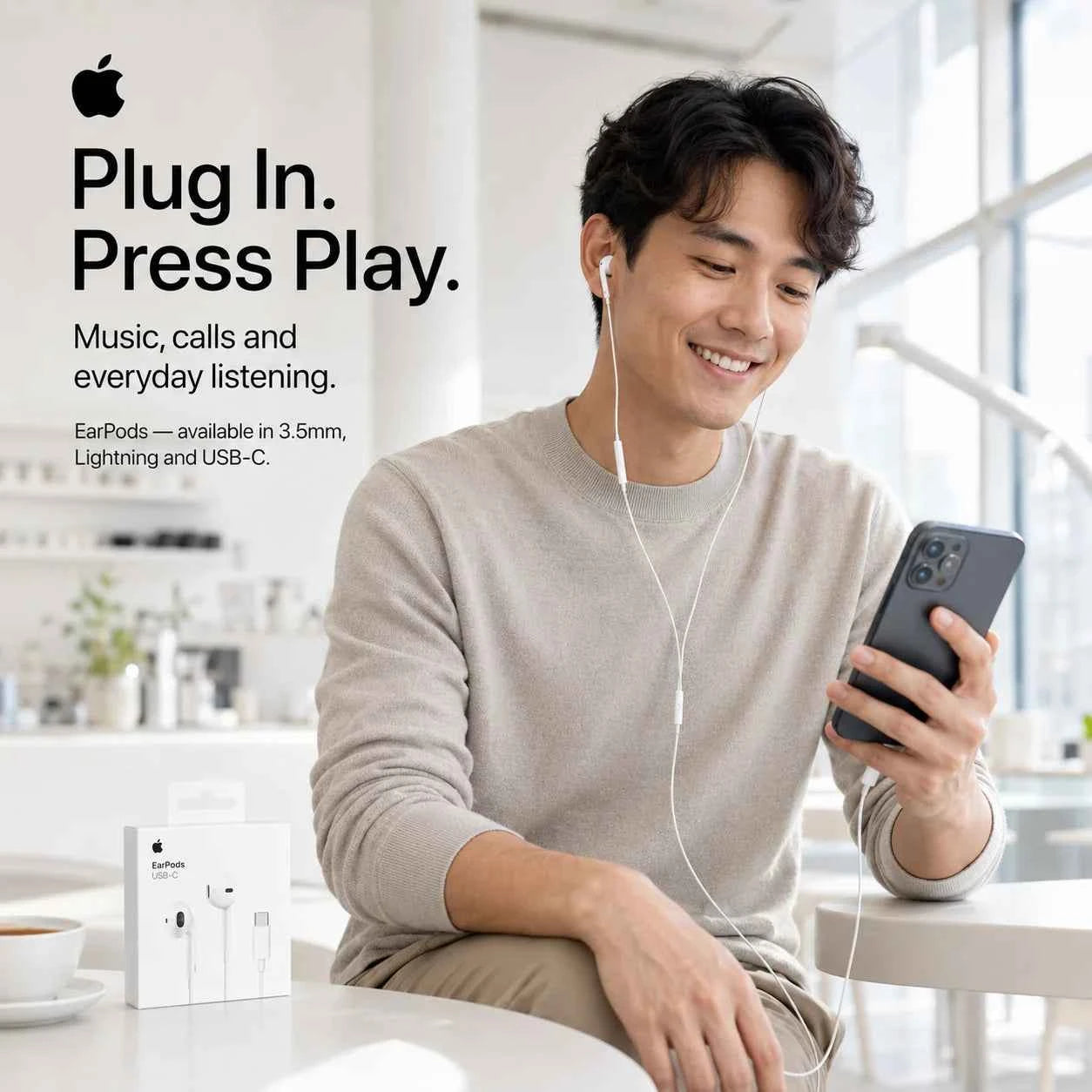 Official Apple EarPods Wired Earphones 3.5mm Lightning USB-C Connector with Mic Volume Control for iPhone iPad Mac