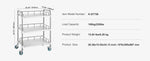 Amocart Lab Trolley 3-Layer Rolling Cart Metal Mobile Trolley  220 lbs Weight Capacity for Lab Clinic Beauty and Salon