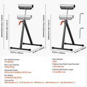Load image into Gallery viewer, SucceBuy Roller Stand 135lbs/250lbs LBC Adjustable Height with 11.5in Polished Steel Roller Head Woodworking Extension Support - AMOCART
