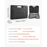 Load image into Gallery viewer, Amocart Socket Set 3/8 &amp; 1/4 &amp; 1/2 in Drive Socket Tool Set SAE and Metric Chrome Plated CR-V Alloy Steel for Automotive Repair
