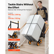 Bild in Galerie-Viewer laden, Amocart 440/770 lbs Folding Hand Truck Dolly with 6 Wheels &amp; 2 Elastic Ropes Stair Climbing Cart for Shopping Moving Warehouse
