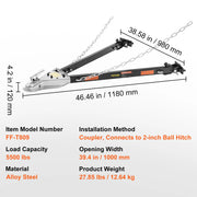 Load image into Gallery viewer, SucceBuy 5500 lbs Tow Bar with Chains Powder-Coating Bumper-Mounted Towing Coupler Fits 2in Ball Hitch for RV Car Trailer Truck
