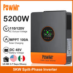 US MX Stock 5.2KW Hybrid Solar Inversor 48V DC to 120/110V AC 100A MPPT Solar Charger Off-Grid Inverter Fit LifePO4 for Home Use