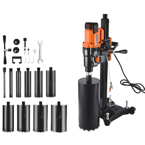 SucceBuy Diamond Core Drilling Machine Stand-Mount Dry and Wet Concrete Core Drill Rig with Bits UNC1 1/4-7 Thread for Concrete