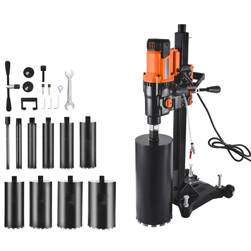 SucceBuy Diamond Core Drilling Machine Stand-Mount Dry and Wet Concrete Core Drill Rig with Bits UNC1 1/4-7 Thread for Concrete