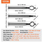 Bild in Galerie-Viewer laden, Amocart Blacksmith Tongs 18” V-Bit Bolt Tongs Wolf Jaw Tongs Z V-Bit Tongs and Gripping Tongs Carbon Steel Forge Tongs
