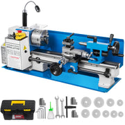 Bild in Galerie-Viewer laden, Amocart Mini Metal Lathe Machine 7"x14" 550W 180x350mm Variable Speed + 3 Jaw Chuck for Metalworking Turning Drilling Threading
