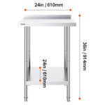 Amocart Stainless Steel Work Table Commercial Heavy Duty Food Prep Worktable with Adjustable Height for Restaurant Home