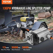 Load image into Gallery viewer, Amocart Hydraulic Log Splitter Pump 13/16 GPM 3000/4000 PSI 2 Stage 1''Inlet 1/2''NPT Outlet 3600 RPM for Small Engine Mounting
