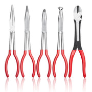 Load image into Gallery viewer, SucceBuy 5-Piece Needle Nose Pliers 11 in Long Needle Nose Pliers Set Diagonal Cutting Pliers 45°/90° Bent Round Nose Plier
