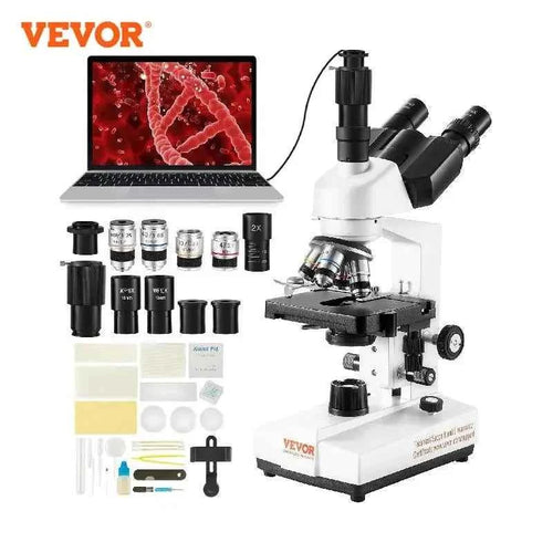 Amocart Compound Trinocular Microscope 40X-2500/40X-5000X Magnification Lab Microscope w/ LED Illumination & External Interface