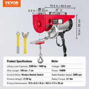 Load image into Gallery viewer, Amocart 1320-2200 lbs Wireless Electric Hoist with 40ft Single Cable Lifting Height Steel Wire Winch Garage Warehouse Factory
