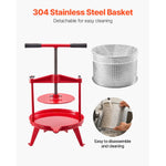 Amocart 9L 14L Fruit Wine Press Stainless Steel Basket with Cross-beam and Triangular Structure Manual Juice Maker for Kitchen