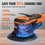 Load image into Gallery viewer, SucceBuy Random Orbital Sander 350W Brushless Orbital Sander 10000PRM 6 Variable Speed Sanding Machine for Woodworking Detailing - AMOCART
