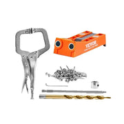 Bild in Galerie-Viewer laden, Amocart 56 Pcs Pocket Hole Jig Mini Jig Pocket Hole System with 9" C-clamp Step Drill Wrench Drill Stop Ring Square Drive Bit
