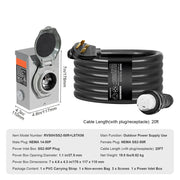 Charger l'image dans la visionneuse de galerie, Amocart 50Amp Generator Cord &amp; Power Inlet Box Kit NEMA 14-50P/SS2-50R STW 6/3+8/1 AWG Power Cord with Lock Connector for RV
