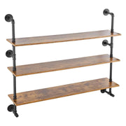 Load image into Gallery viewer, Amocart Industrial Pipe Shelf Wall-Mount Floating Rustic Wood Shelves Bracket Storage Rack Sundries Holder for Kitchen Bedroom
