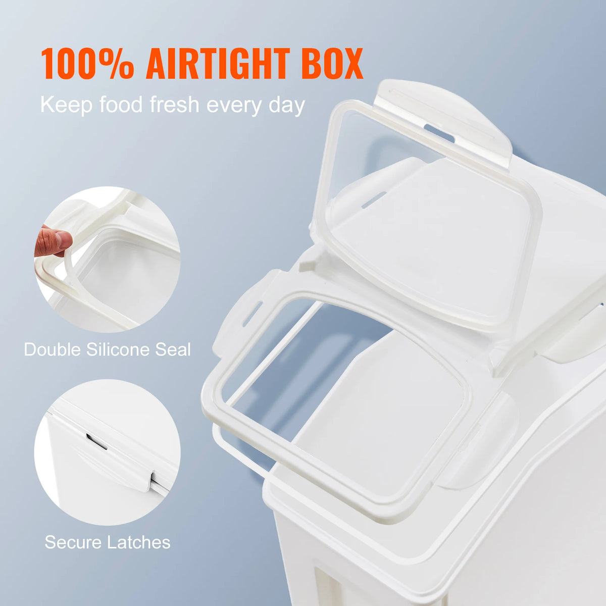 SucceBuy Ingredient Storage Bin 2 x 15L Dispenser Bin with 2 Measuring Cups and Airtight Lid PP Material Rice Cereal Flour Bin Amocart