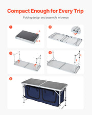 Load image into Gallery viewer, Amocart Camping Kitchen Table Folding Outdoor Cooking Table Aluminum Lightweight Portable Cook Station Foldable Camp Table
