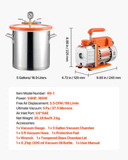 Bild in Galerie-Viewer laden, Amocart 3 Gallon / 5 Gallon Vacuum Chamber with 3.5 CFM Single Stage Vacuum Pump for Stabilizing Wood Degassing Silicone Resin

