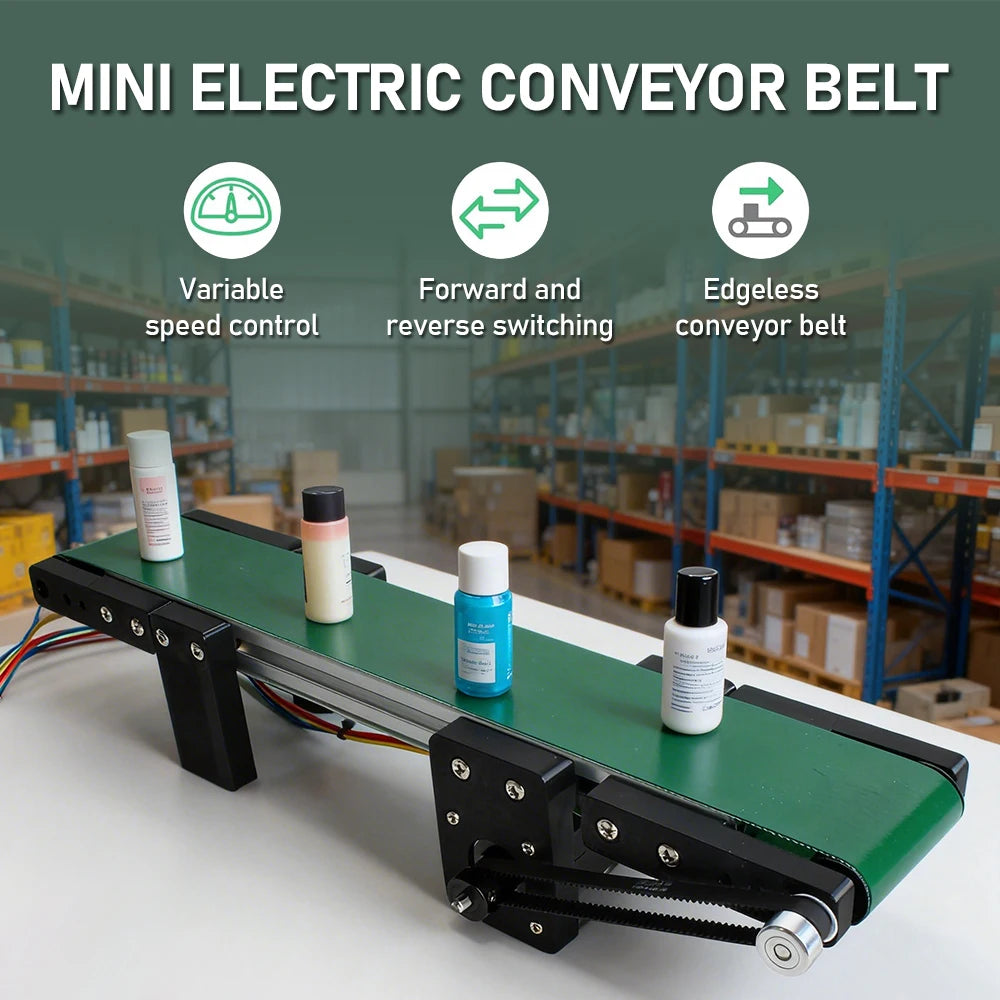 Small Desktop Belt Conveyor with Speed Controller Motor Mini Conveyor System Portable Conveyor Belt for Material Handling