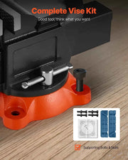 Load image into Gallery viewer, Amocart 5/5.5/8" Bench Vise with 360° Swivel Locking Base Vise with Anvil Jaw Width Multipurpose Vise for Clamping Round Pipe
