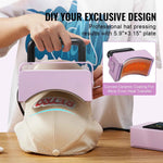 Amocart Hat Press Machine Mini Hat Heat Press for Caps Cap Heat Press Machine Safety Base and Glove Automatic Shut-Off Purple