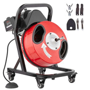 Load image into Gallery viewer, Amocart 50FT Drain Cleaner Machine Manual Feed Sewer Snake Auger with Wheels 4 Cutters &amp; Air-activated Foot Switch for Homeuse

