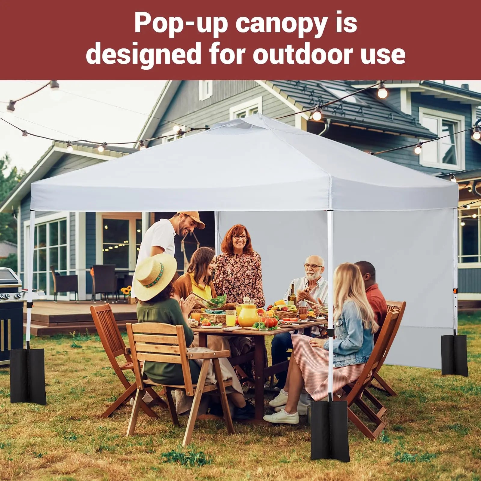 Easy One-Push Setup Pop Up Canopy Tent 10x10ft – Waterproof Outdoor Shelter, Portable Gazebo with Wheeled Bag, Includes Side Wall, Ideal for Camping, Patio, Parties