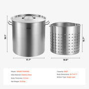 Load image into Gallery viewer, SucceBuy 36-100QT Stainless Steel Stockpot Cooking Pots Cookware Sauce Pot with Basket Lid Heavy Duty Commercial Grade Stock Pot - AMOCART
