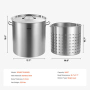 Load image into Gallery viewer, Amocart 36-100QT Stainless Steel Stockpot Cooking Pots Cookware Sauce Pot with Basket Lid Heavy Duty Commercial Grade Stock Pot
