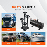Load image into Gallery viewer, SucceBuy Train Horns Kit 4 Trumpet Air Horn Kit 150dB Train Horns 12V 120psi Air Compressor  for Car Truck Train Van Boat Pickup
