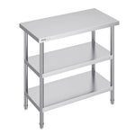 SucceBuy Stainless Steel Food Prep Table Commercial Kitchen Worktable with 2 Adjustable Undershelf for BBQ Kitchen Home Garage