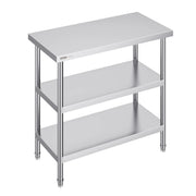 Load image into Gallery viewer, SucceBuy Stainless Steel Food Prep Table Commercial Kitchen Worktable with 2 Adjustable Undershelf for BBQ Kitchen Home Garage
