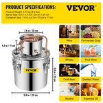 Amocart 3 5 8 13 Gal Alcohol Still Stainless Steel Alcohol Distiller Copper Tube Home Brewing Kit for DIY Whisky Wine