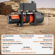 Load image into Gallery viewer, Amocart 6000lbs Electric Winch Car Truck Winch with 1/4 in 55 ft Synthetic Rope Wireless/Wired for Towing SUV Jeep Trailer Boat
