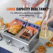 Bild in Galerie-Viewer laden, Amocart  Electric Deep Fryer w/Dual Removable Tanks 12L 5000W Commercial Countertop  Fryer for Chicken French Fries
